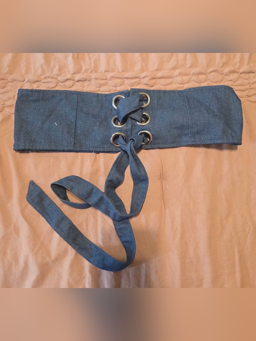 Cara New York Denim Corset Snap And Tie Waist Belt New SZ LG